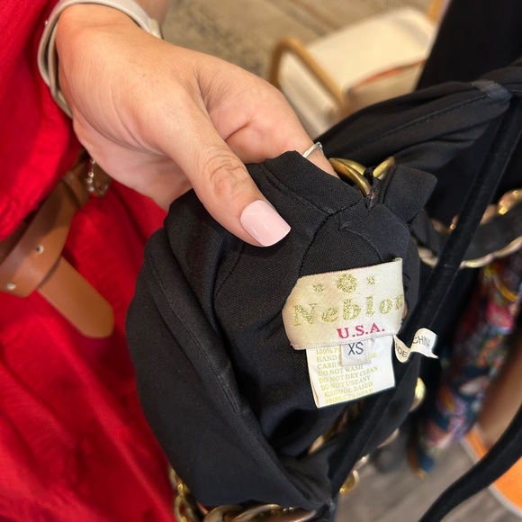 Black Dress with Gold Chain Detail - Picture 3 of 3